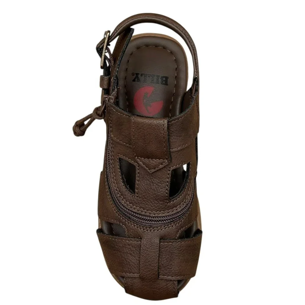 BILLY Little Boys Girls Slip-on Sandal Size 12 Brown Fisherman Full-Zip Closure